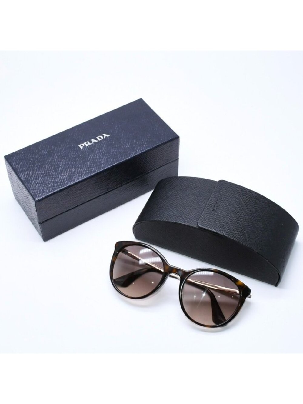 Prada Sunglasses Eyewear Tortoiseshell Pattern Side Logo Acetate